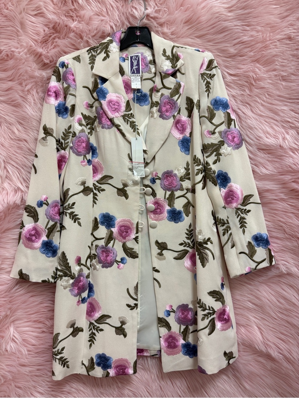 Vintage Zelda Ivory Floral Embroidered Blazer Jacket